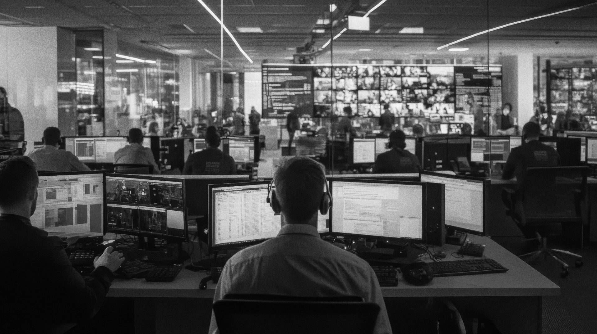 Redação com múltiplos monitores